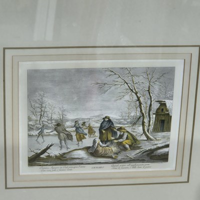 Lot 1709 - A set of six framed antique colour prints in...