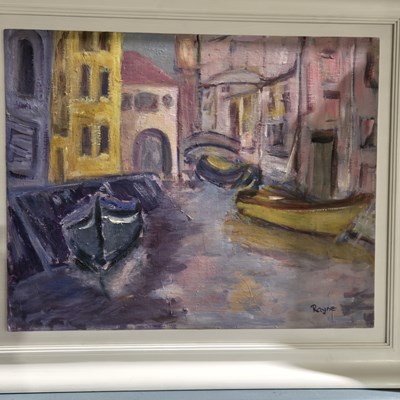 Lot 1720 - Alison Rayne. a quiet backwater- oil on canvas,...