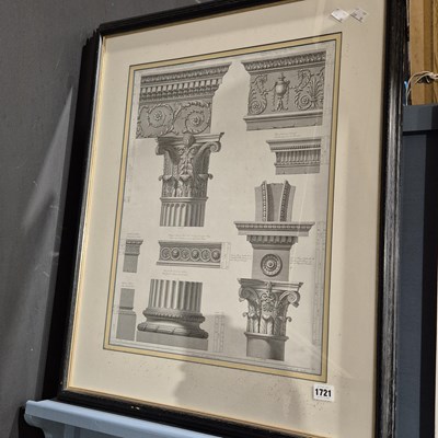 Lot 1721 - Two large framed architectural engravings.