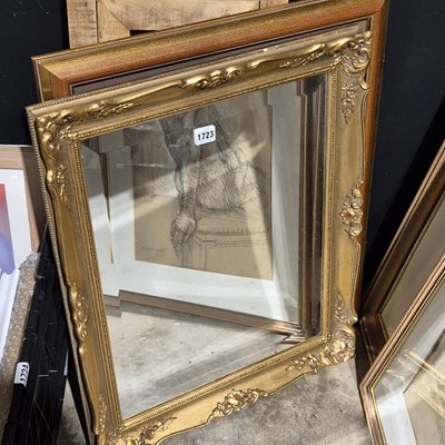 Lot 1723 - A small gilt framed mirror and a print