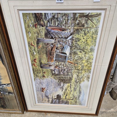 Lot 1737 - A large pencil signed print, rural farmyard.