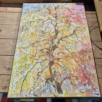 Lot 1749 - Wild flowers before a ploughed field, acrylic...