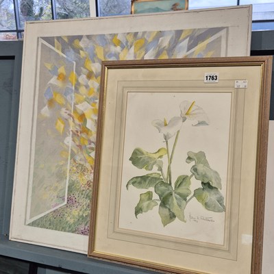 Lot 1763 - A still life oil painting and a watercolour