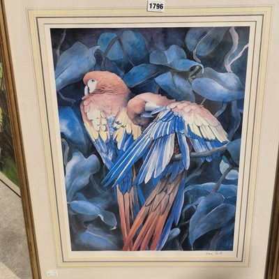 Lot 1796 - Two prints of exotic parrots signed by the...