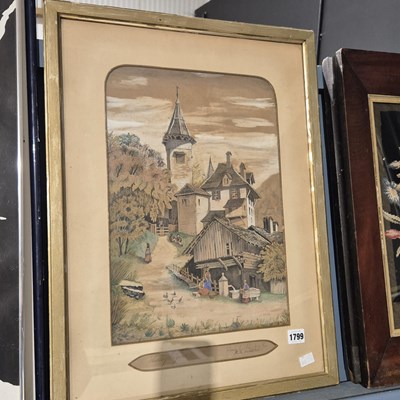 Lot 1799 - A 19th-century watercolour, rural continental...