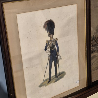 Lot 1800 - An antique print of a military officer and a...