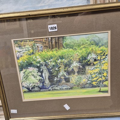 Lot 1826 - Watercolour, country house garden