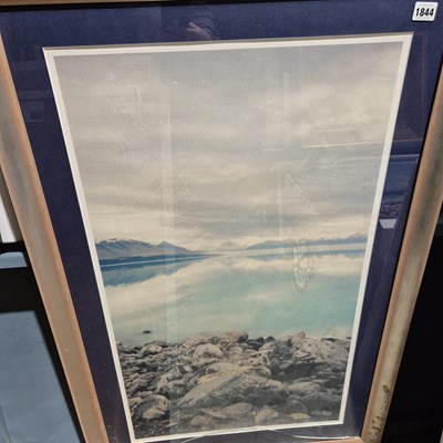 Lot 1844 - A large print. view over a lake.