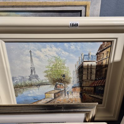 Lot 1849 - Oil on canvas- Paris view together with a...
