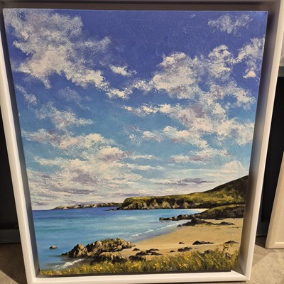 Lot 1852 - A cliff top coastal view and a second work...