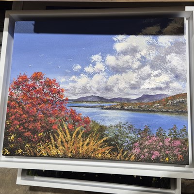 Lot 1880 - A highland coastal scene, a landscape with...