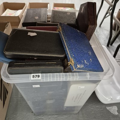 Lot 579 - A collection of empty silver cutlery cases...