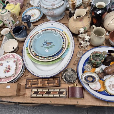 Lot 599 - Studio and decorative ceramics, an oval...