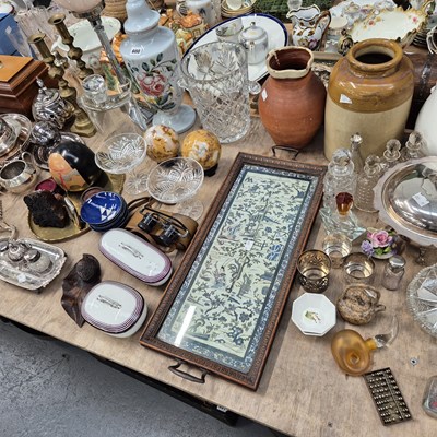 Lot 600 - A pair of Chinese silk sleeve panels lining a...