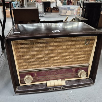 Lot 612 - A Philips bakelite cased radio