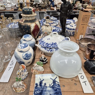 Lot 615 - A bronze figure of Narcissus, covered jars,...