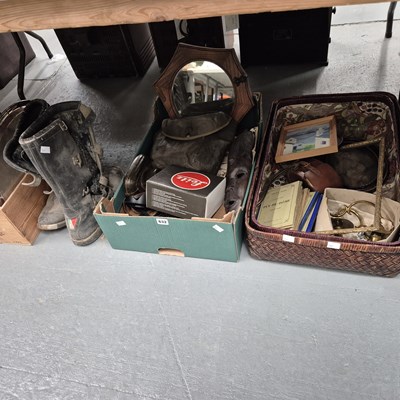 Lot 632 - A pair of motor cycle boots, some accessories,...