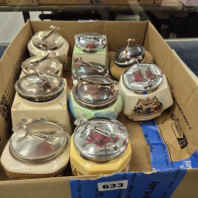 Lot 633 - A collection of sugar bowls with tong fitter...