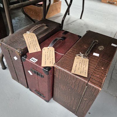 Lot 643 - Three wind up gramophones