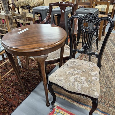 Lot 49 - An Edwardian mahogany armchair, an occasional...