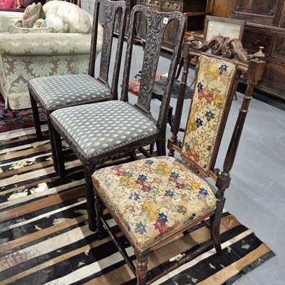 Lot 56 - A pair of carved oak side chair and a...