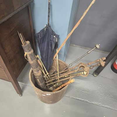 Lot 60 - A collection of fire tools etc