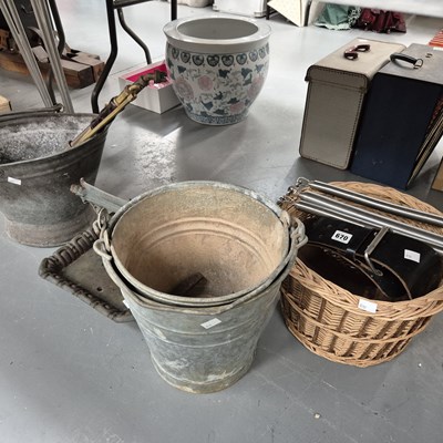 Lot 670 - A 19th century iron boot scraper, three metal...