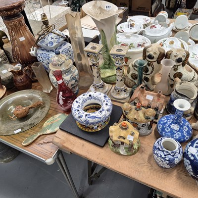 Lot 671 - Three Staffordshire pottery cottages, a Mary...