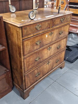 Lot 90 - An 18th century & later walnut chest of five...