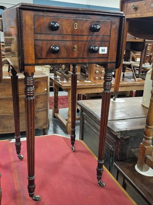 Lot 98 - A Regency mahogany and inlaid drop leaf work...