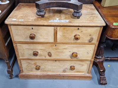 Lot 101 - A Victorian pine chest of drawers 83 x 43 x74...