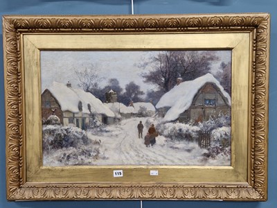 Lot 115 - 19th century English school, A snowy rural...