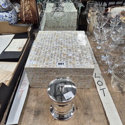 Lot 691 - A glass faced skeleton clock, a mother of...