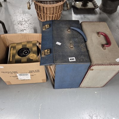 Lot 692 - LP records in two cases together with a box of...