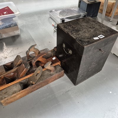 Lot 695 - An ebonised cellarette box together with three...