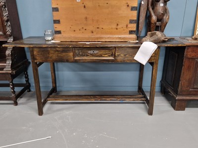 Lot 153 - An antique pine rustic scullery side table. H...
