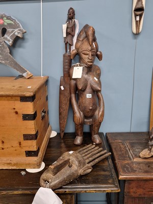 Lot 154 - Three carved African figures, etc.
