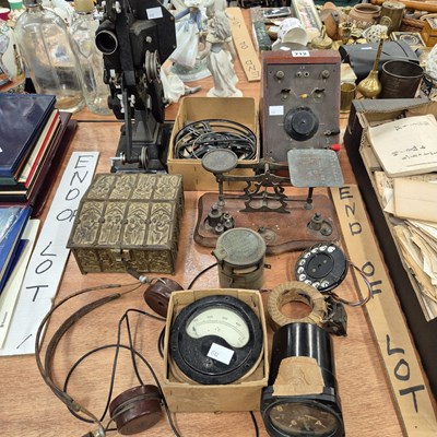 Lot 712 - A field phone system, an altimeter, an amp...