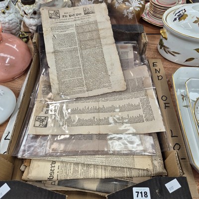 Lot 718 - A collection of 18th century news sheets and...