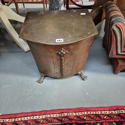 Lot 161 - A vintage brass coal box