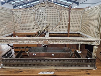 Lot 174 - Two brass fire fenders, an antique copper oval...