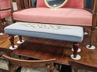 Lot 188 - A modern long footstool with needlepoint top