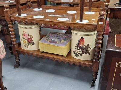 Lot 191 - A Victorian oak two-tier buffet trolley with...