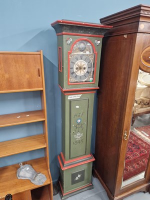 Lot 214 - A Dutch longcase clock with a painted pine case