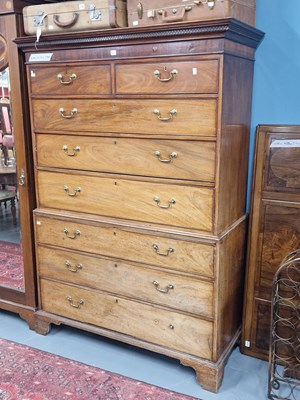 Lot 217 - A George III mahogany chest on chest of two...