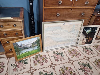 Lot 227 - A commemorative map, and two oil paintings