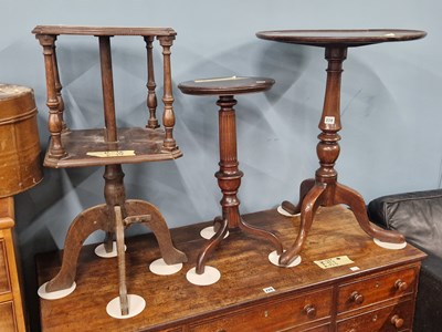 Lot 228 - Two tripod wine tables and a small revolving...