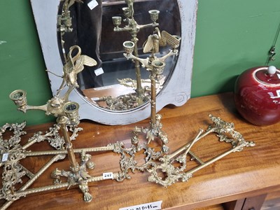 Lot 247 - Various easel stands and a pair of brass...