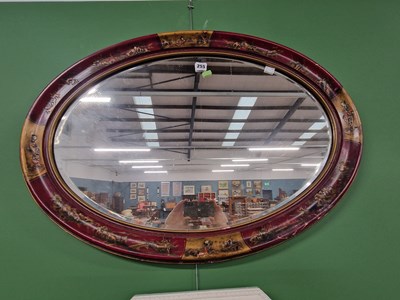 Lot 255 - A Chinoiserie oval wall mirror