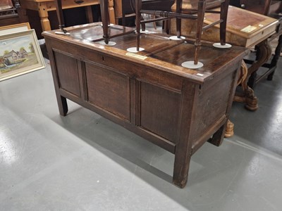 Lot 323 - An 18th century oak panel coffer